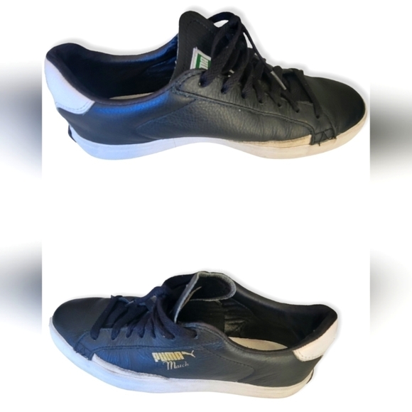 𝅺MEN'S Black Match 74 Leather Sneakers US 7 - Picture 5 of 14